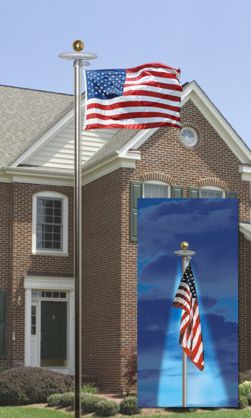 Aluminum Anthem Flagpole and Solar Light set with 20 ft. pole and 3x5 nylon flag