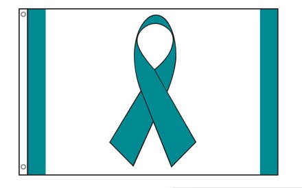 Teal Ribbon Flag Grommets Finish