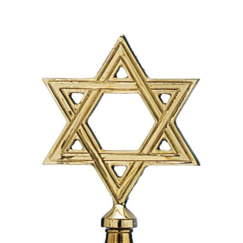 Brass Star of David Gold ornament in polished gold finish for indoor flagpoles.