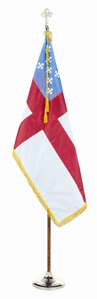Episcopal Flag Set Fringe with Oak Pole and Stand