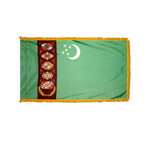 Premium Turkmenistan Flag Fringe Finish