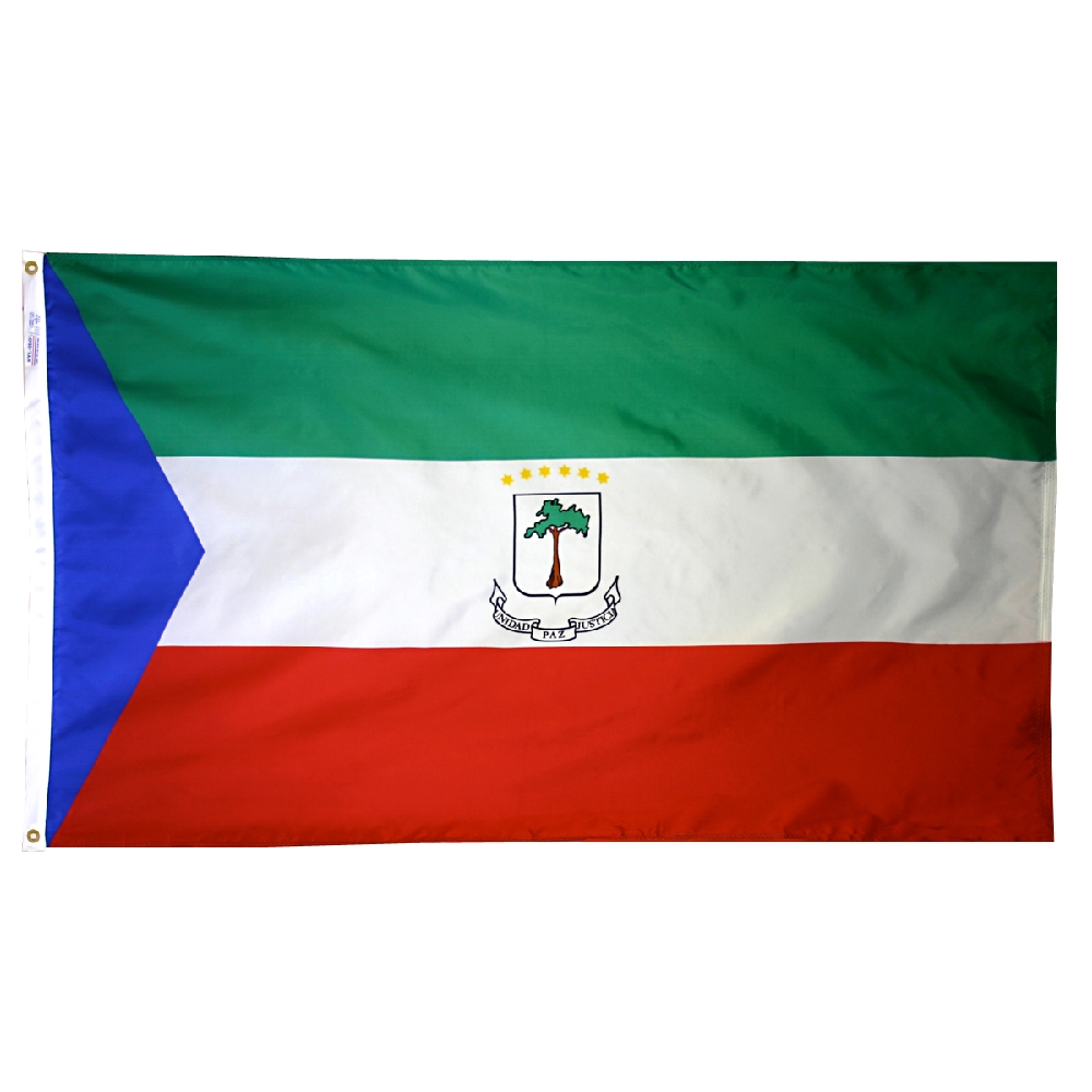Equatorial Guinea Government Flag - Grommets 2 Nylon Equatorial Guinea Government Flag Grommets Finish