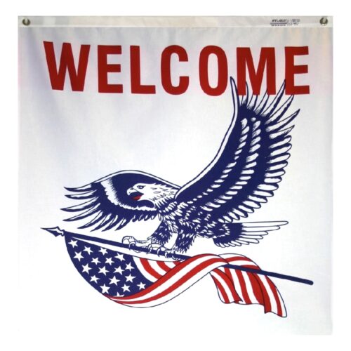 Welcome Eagle Banner Grommets Finish