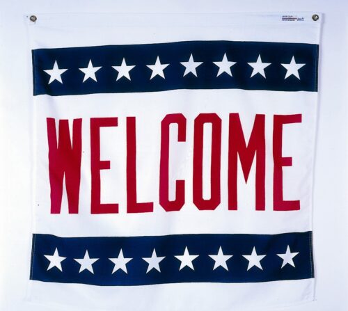 Welcome Stars Banner Grommets Finish