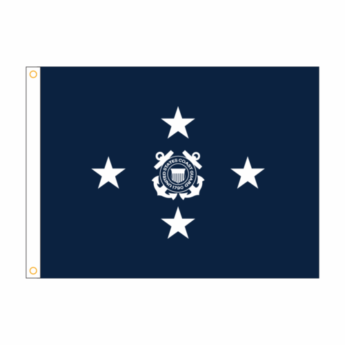 USCG 4 Star Blue Admiral Flag - Grommets