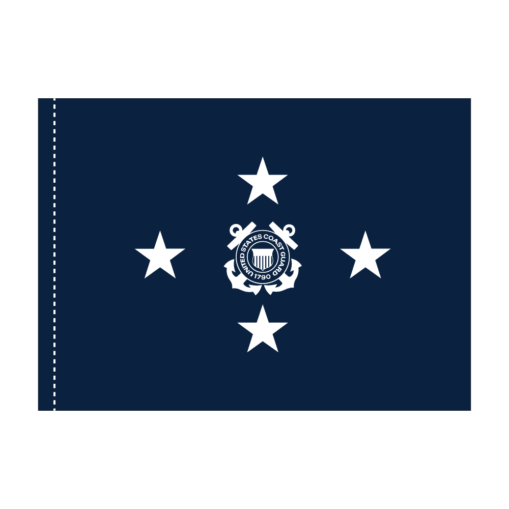 USCG 4 Star Blue Admiral Flag - Pole Hem 2 USCG 4 Star Blue Admiral Flag - Pole Hem