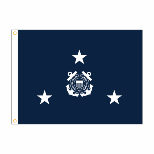 USCG 3 Star Blue Admiral Flag - Grommets