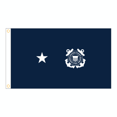 USCG 1 Star Blue Admiral Flag - Grommets