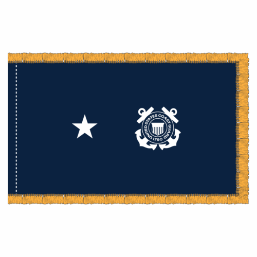 USCG 1 Star Blue Admiral Flag - Fringe
