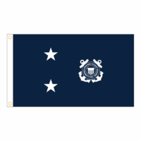 USCG 2 Star Blue Admiral Flag - Grommets