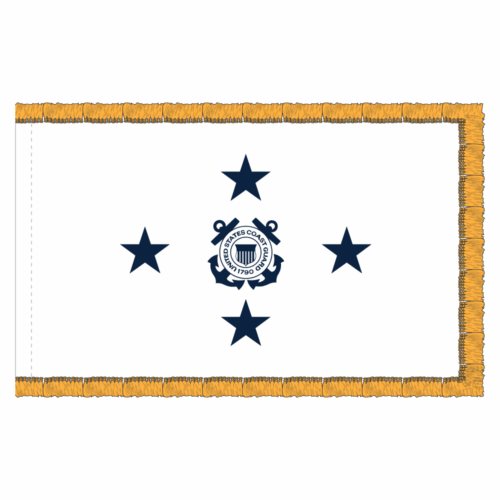 USCG 4 Star White Admiral Flag - Fringe