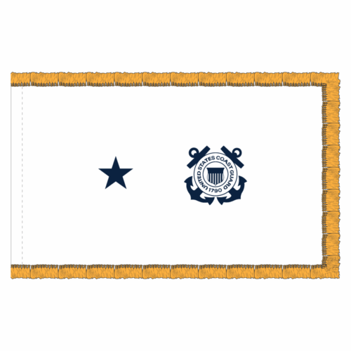 USCG 1 Star White Admiral Flag - Fringe