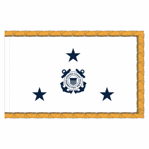 USCG 3 Star White Admiral Flag - Fringe