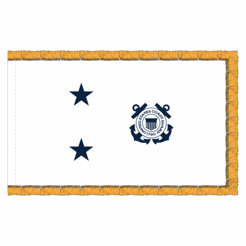 USCG 2 Star White Admiral Flag - Fringe