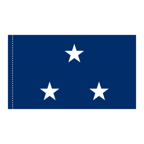 Navy 3 Star Blue Admiral Flag Pole Hem Finish