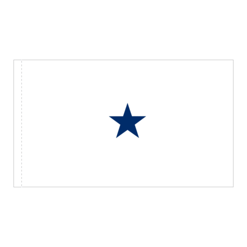 Navy 1 Star White Admiral Flag Pole Hem Finish
