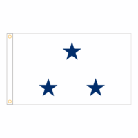 Navy 3 Star White Admiral Flag - Grommets