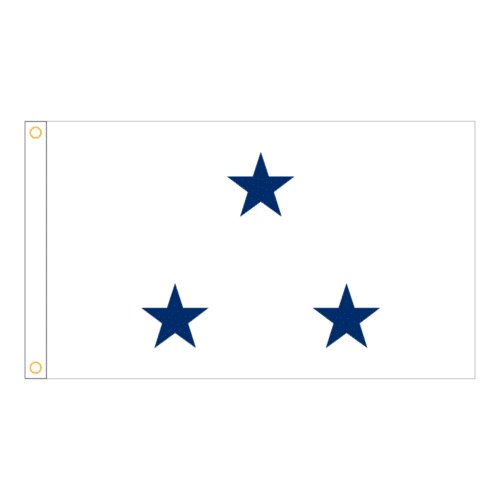 Navy 3 Star White Admiral Flag Grommets Finish
