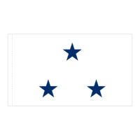 Navy 3 Star White Admiral Flag - Pole Hem