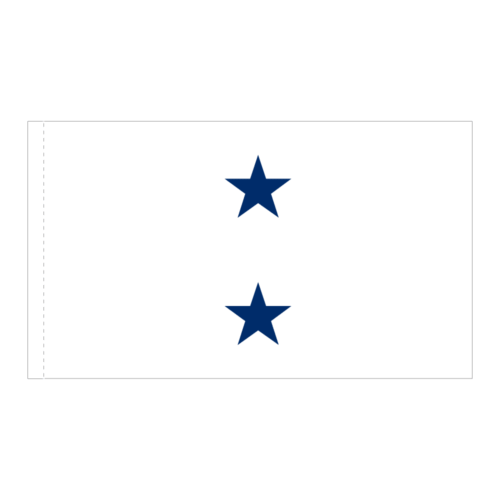 Navy 2 Star White Admiral Flag Pole Hem Finish