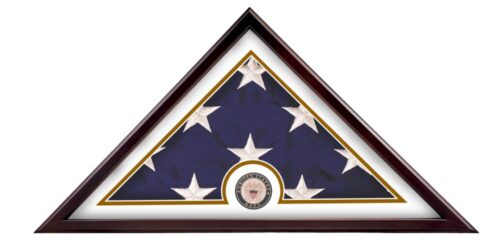 Veteran Freedom Flag Case Navy with Cherry Hardwood and Glass Front